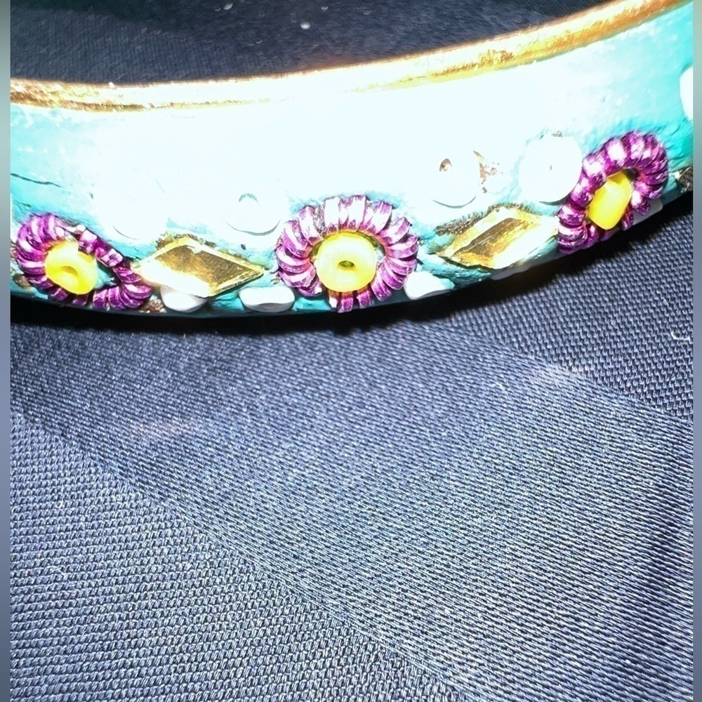 Bangle bracelet with inlaid mirrors, craft fair, cute! - Picture 5 of 6